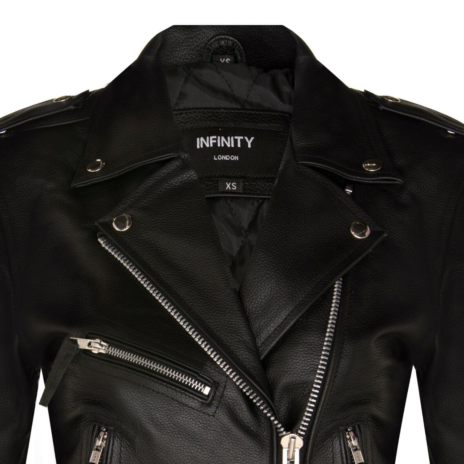 Womens Cowhide Leather Biker Jacket-Mansfield