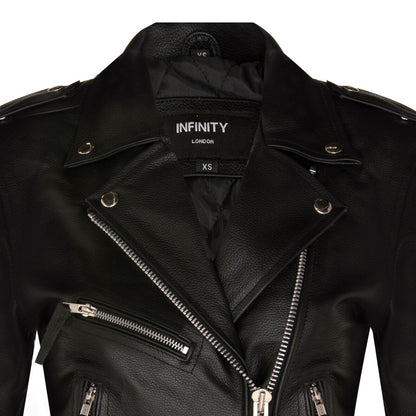 Womens Cowhide Leather Biker Jacket-Mansfield