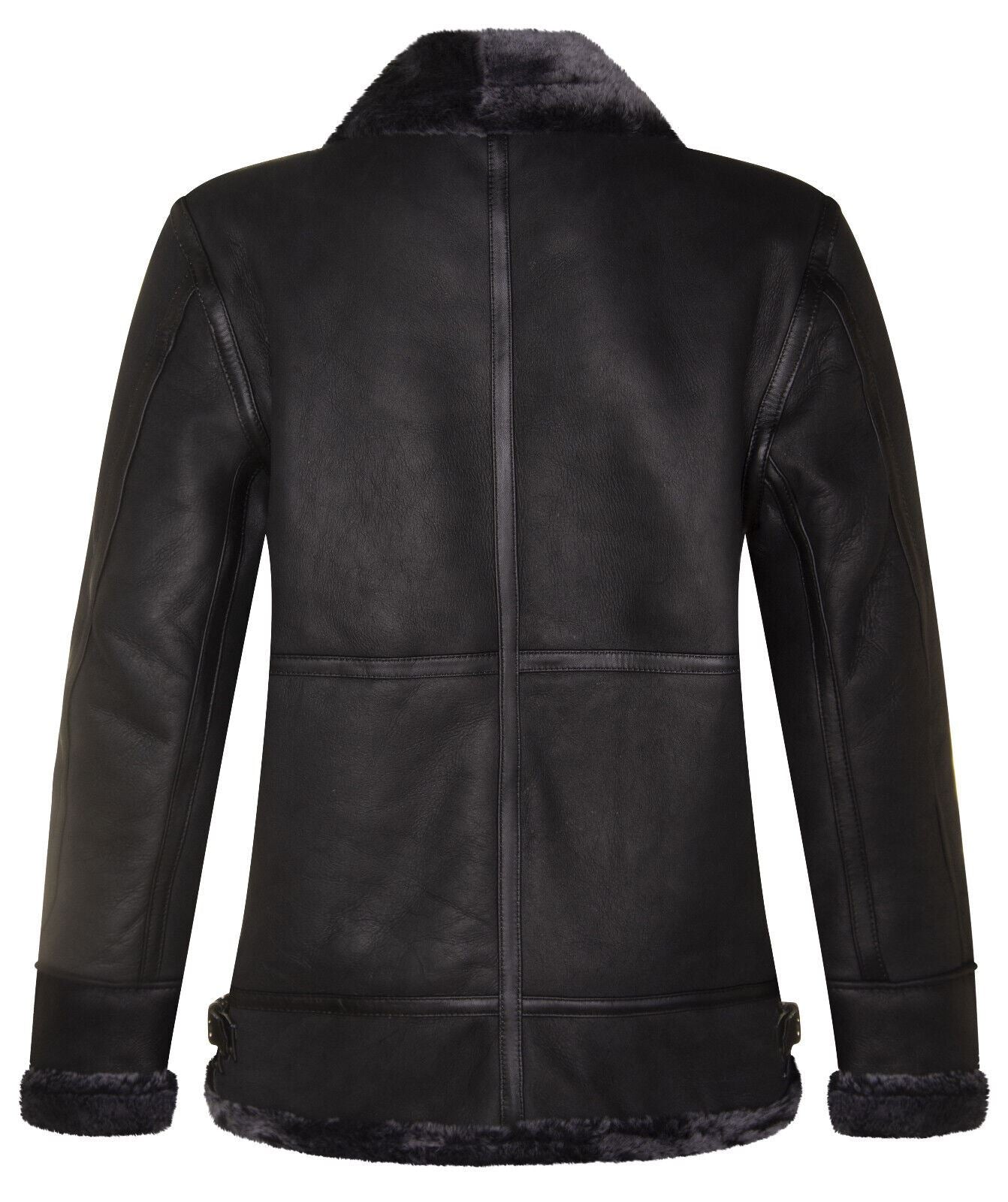 Mens B3 Black Leather Sheepskin Jacket-Hornsey