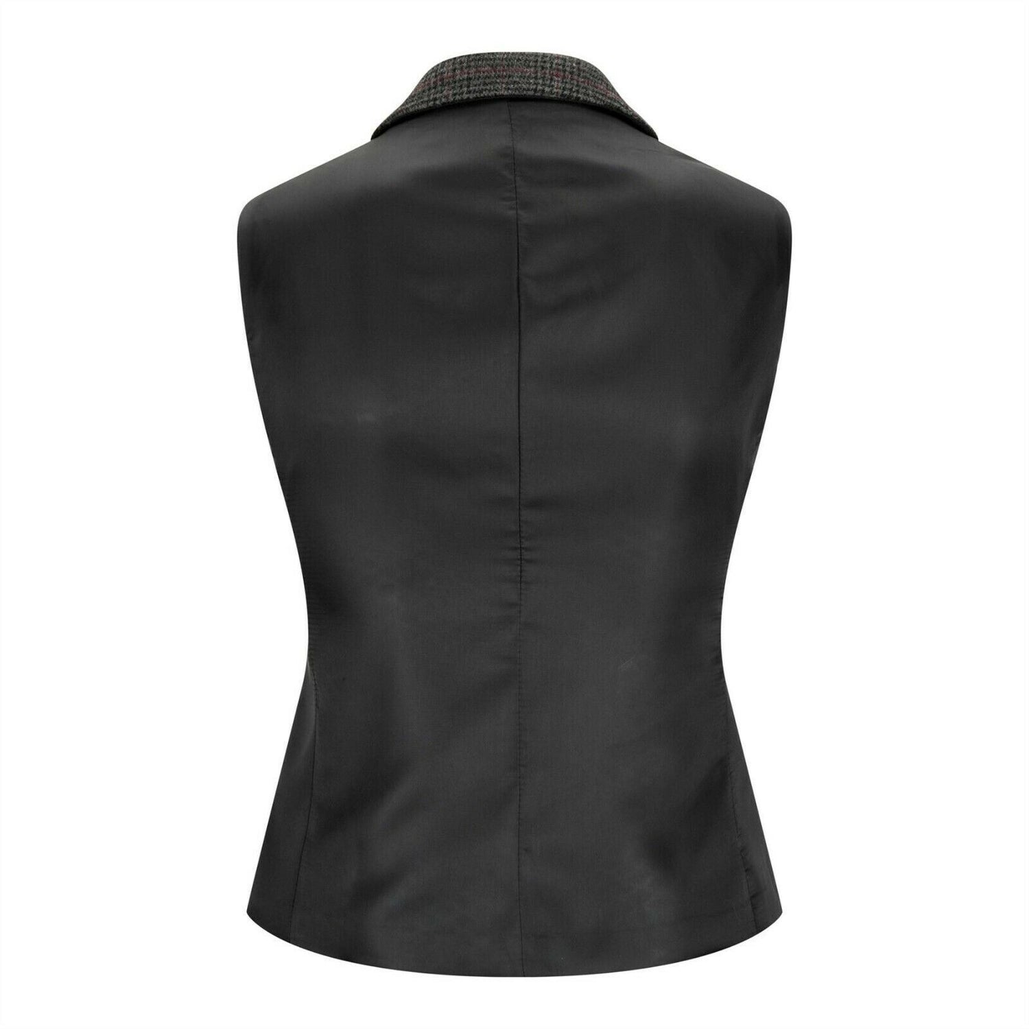 Womens Tweed 1920s Herringbone Charcoal Waistcoat