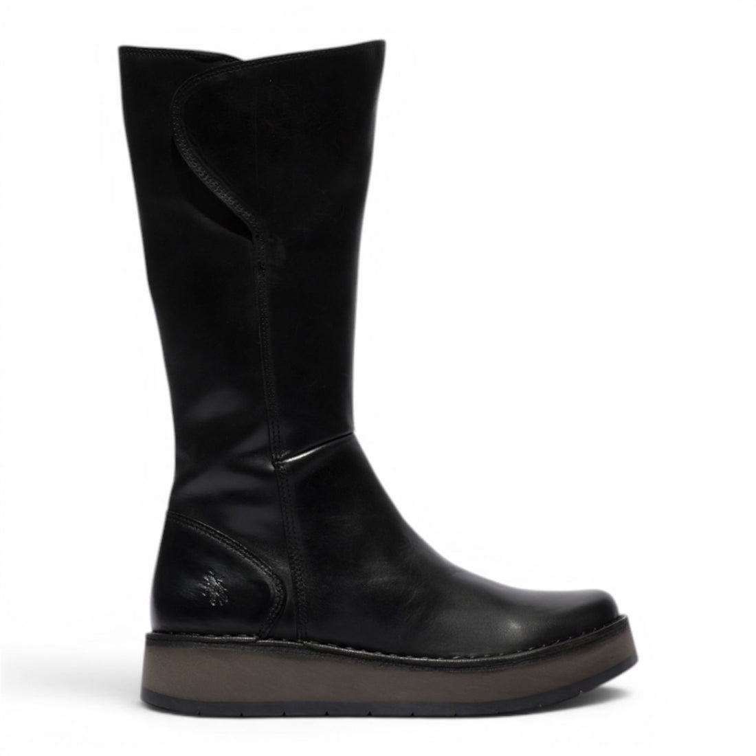 Fly London Womens Black Leather High Pull On Long Boots - RHEA042