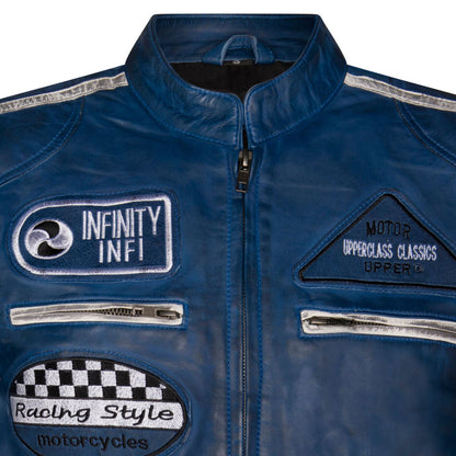 Mens Versatile Leather Biker Jacket-Stone