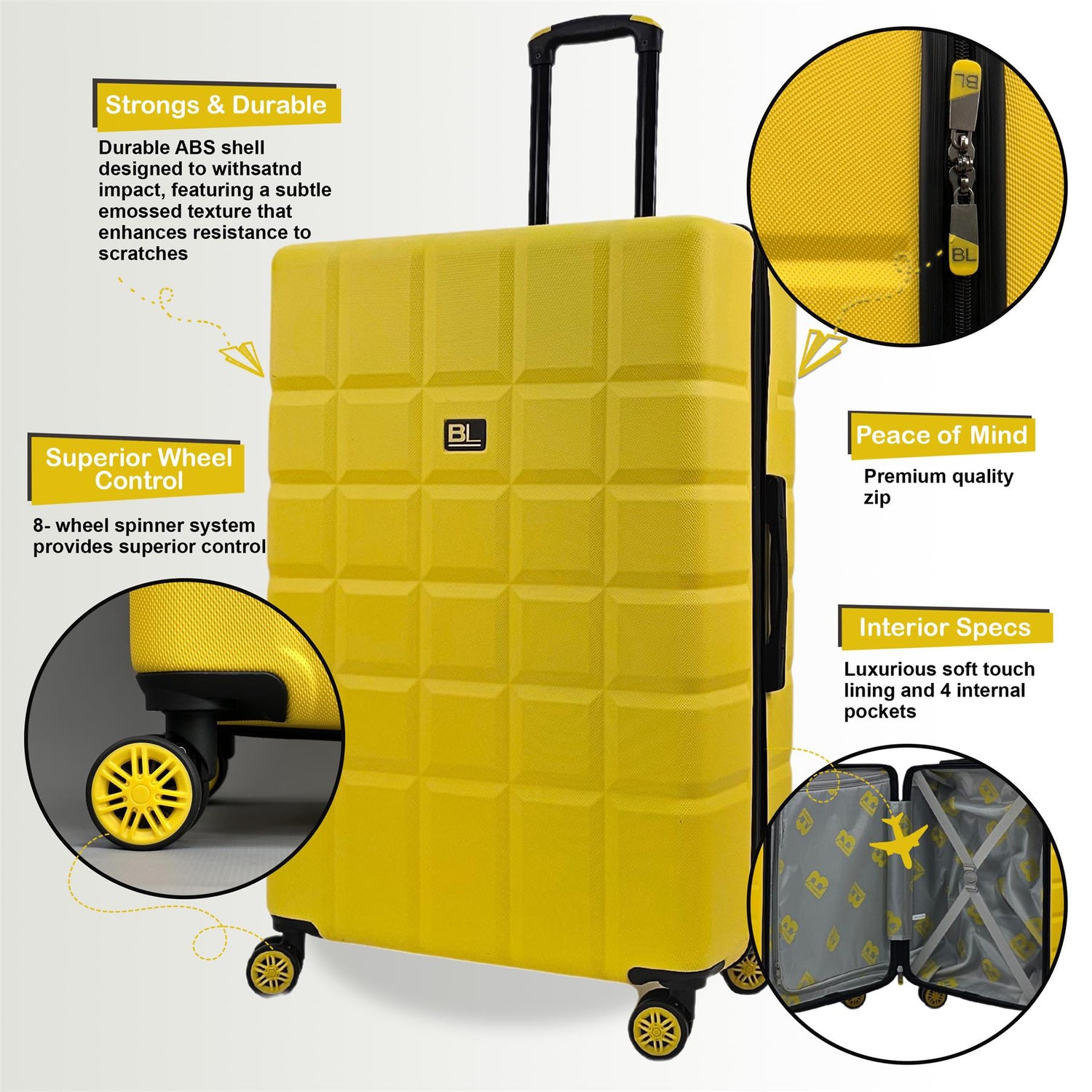 Coker Medium Soft Shell Suitcase in Yellow