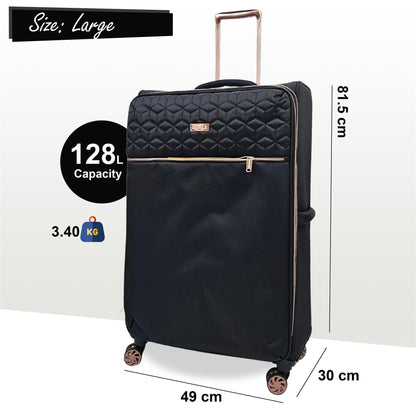 Birmingham Large Soft Shell Suitcase in Black