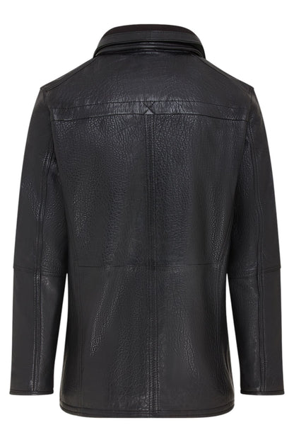 Mens Warm Mid-Length Leather Biker Coat - Sikander