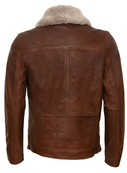 Mens Trucker Style Leather Jacket-Daventry