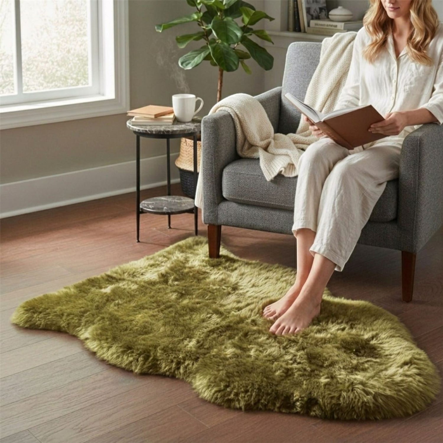 Genuine Sheepskin Natural Silky Soft Fluffy Real Wool Rug