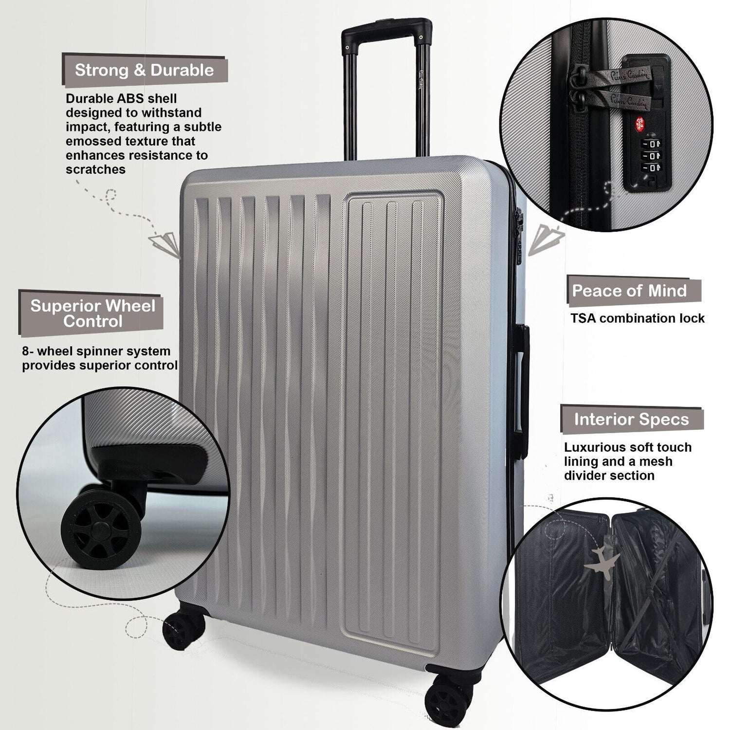 Cullman Large Hard Shell Suitcase in Silver