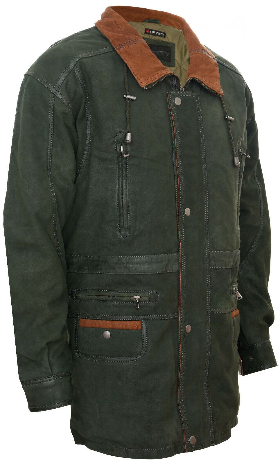 Mens 3/4 Nubuck Leather Parka Coat-Farnham