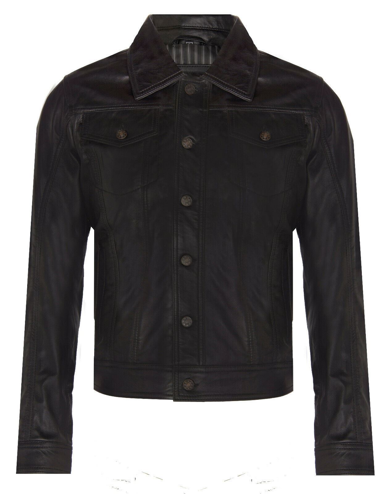 Mens Leather Trucker Jacket-Dartford