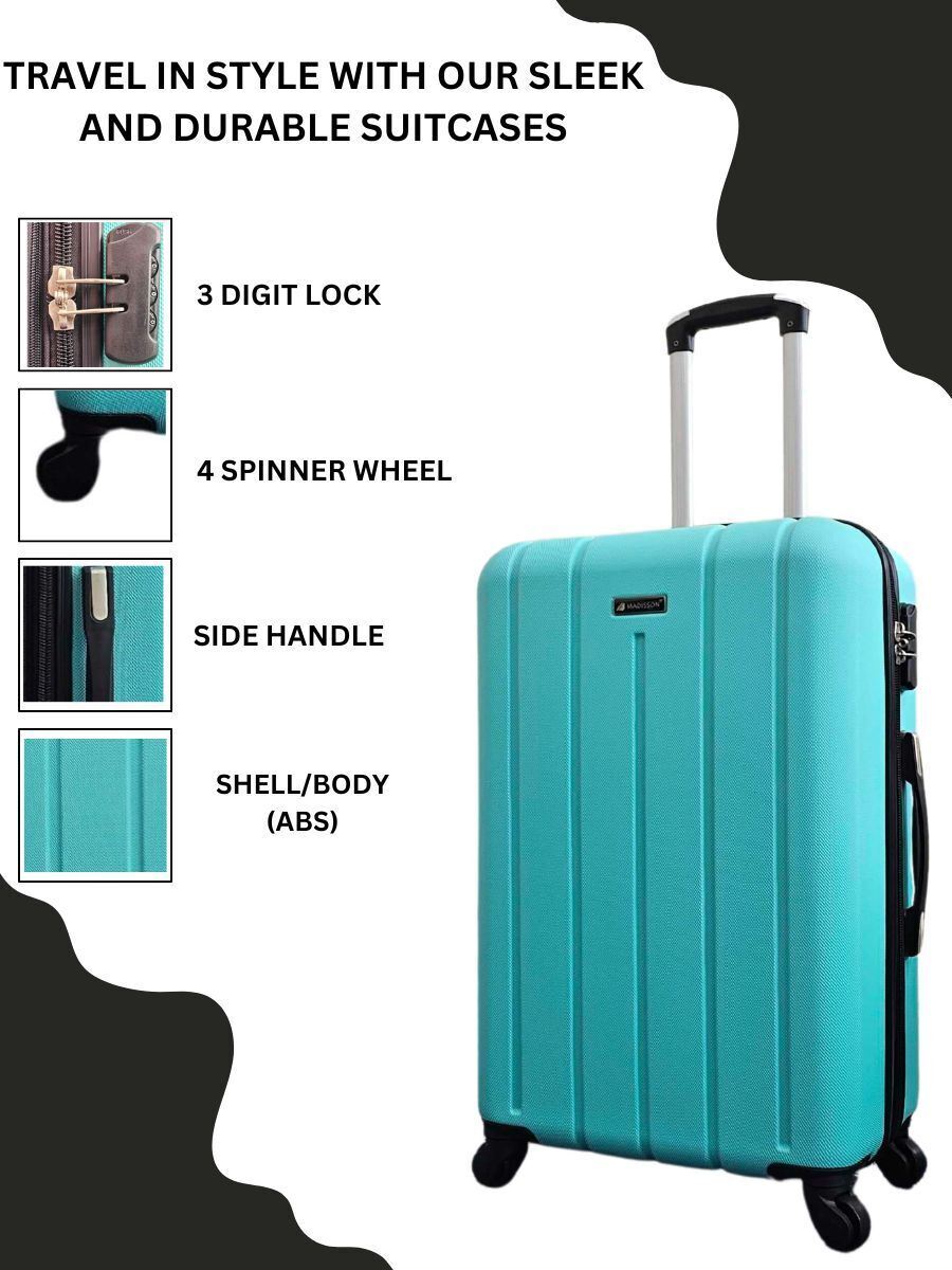 Robust Teal Blue Hard shell Suitcase Set 4 Wheel Lightweight Luggage - Upperclass Fashions 