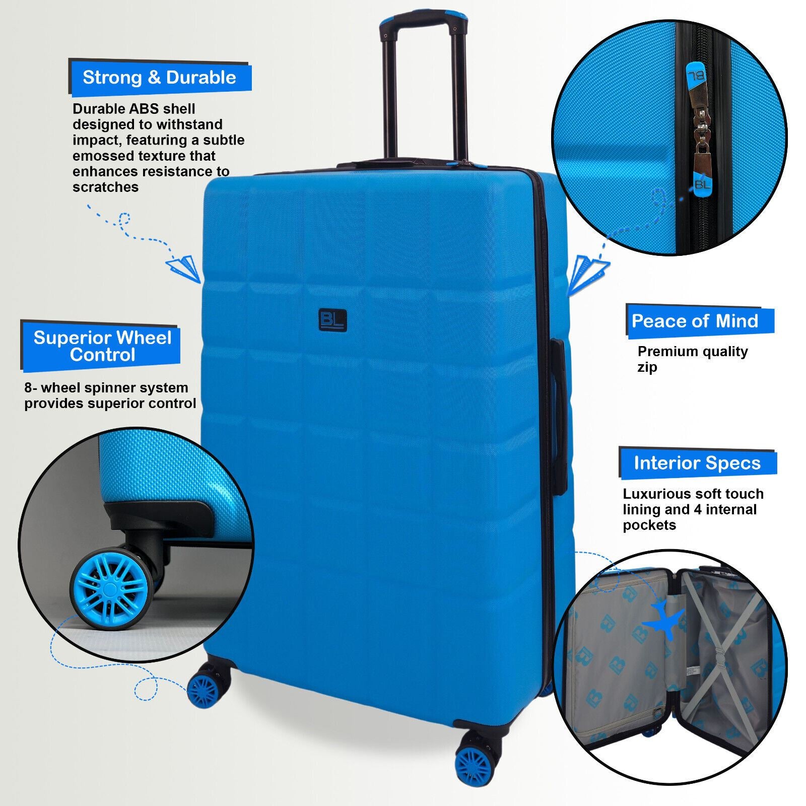 Coker Large Soft Shell Suitcase in Blue