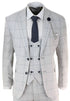 Mens 3 Piece Light Grey Check Tweed Vintage Retro Classic Suit - Upperclass Fashions 