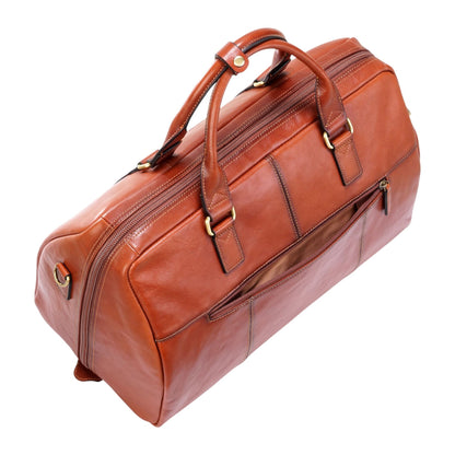 Vintage Genuine Leather Tan Holdall Duffle Gym Travel Bag - Atlas