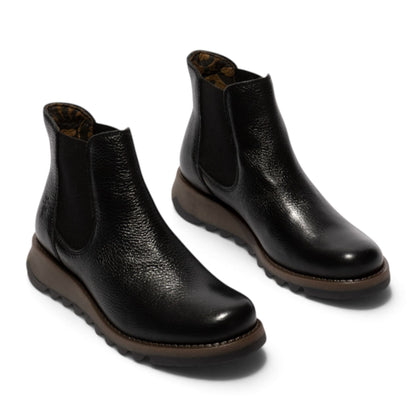 Fly London Womens Black Chelsea Leather Ankle Boots - SALV195