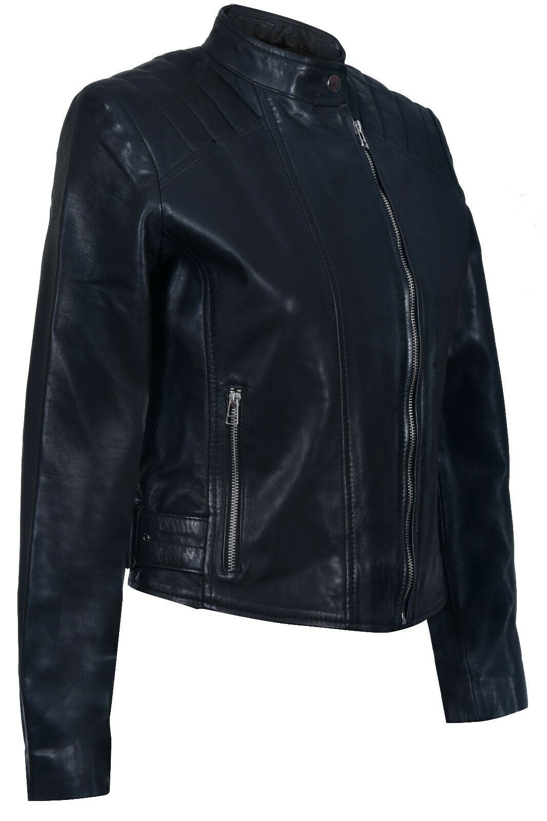 Womens Vintage Leather Biker Jacket-Marlow