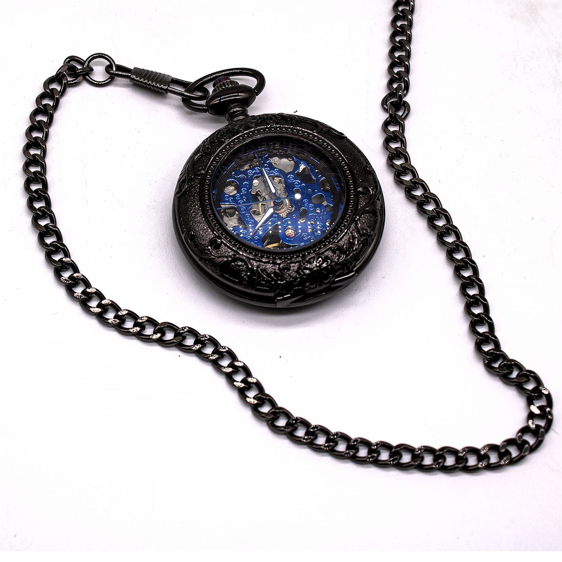 Vinatage Mechanical Alloy Skeleton Half Hunter Pocket Watch