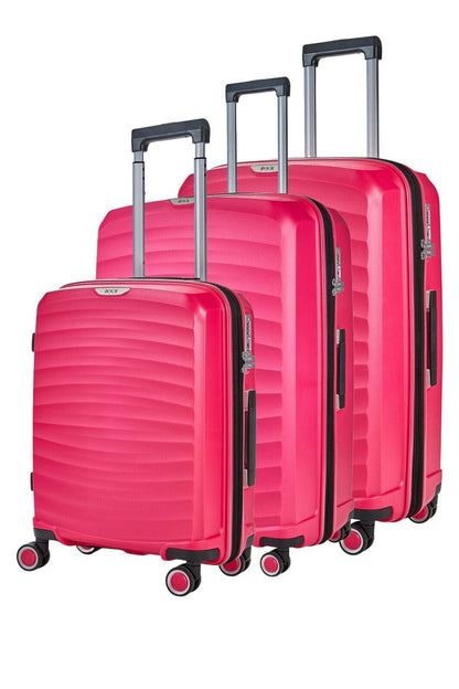 Hard Shell Classic Pink Suitcase Set 8 Wheel Cabin Luggage Trolley Travel Bag