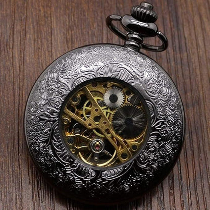 Antique Brass Alloy Skeleton Half Hunter Pocket Watch