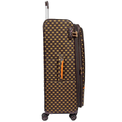 Brown Suitcase Luggage Set Cabin Cosmetic Bag Expandable Travel