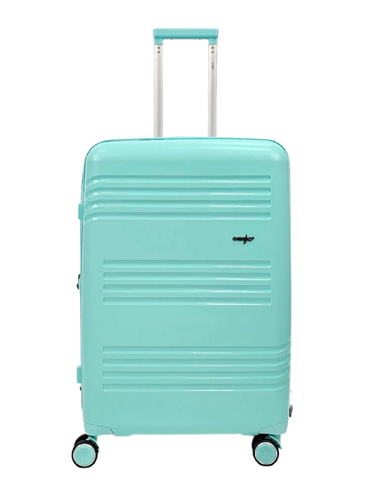 Hard Shell Teal Cabin Suitcase Set 4 Wheel Luggage TSA Bag