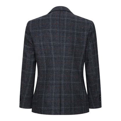 Boys 3 Piece Charcoal Grey Tweed Check Vintage Retro Suit