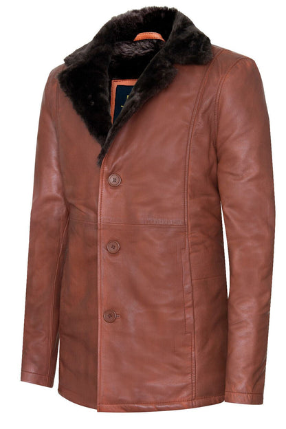 Mens Reefer Leather  Jacket - Tadcaster