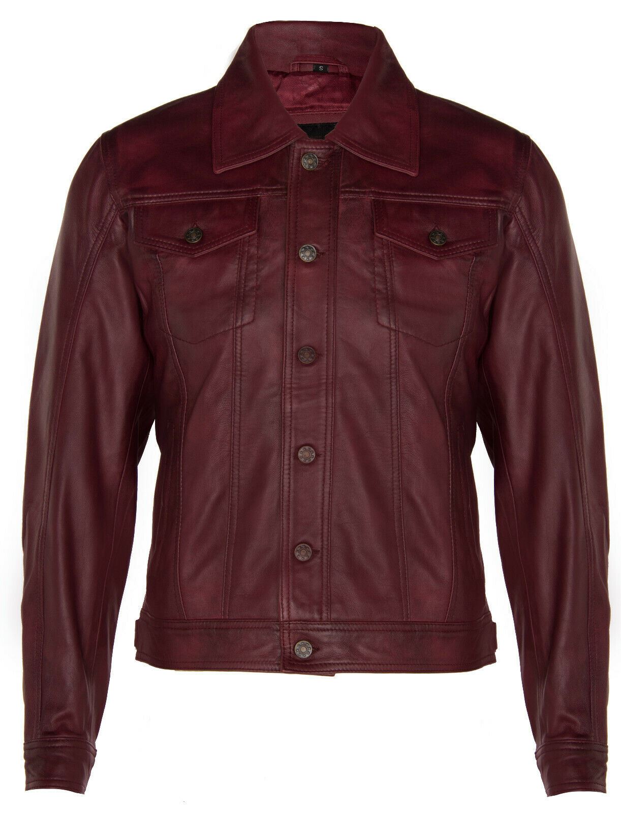Mens Leather Trucker Jacket-Dartford