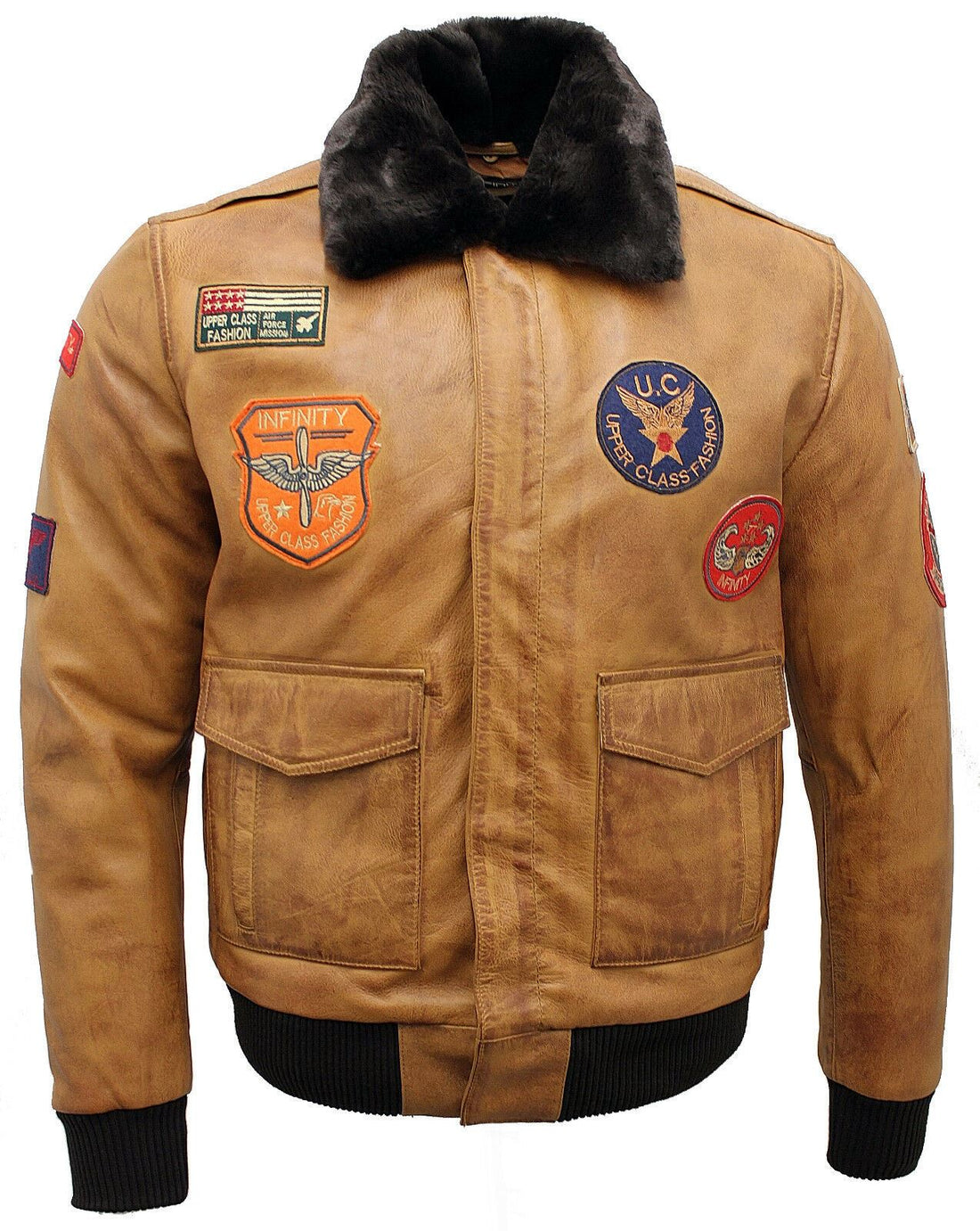 Mens Nappa Leather Bomber Jacket-Colburn in Tan