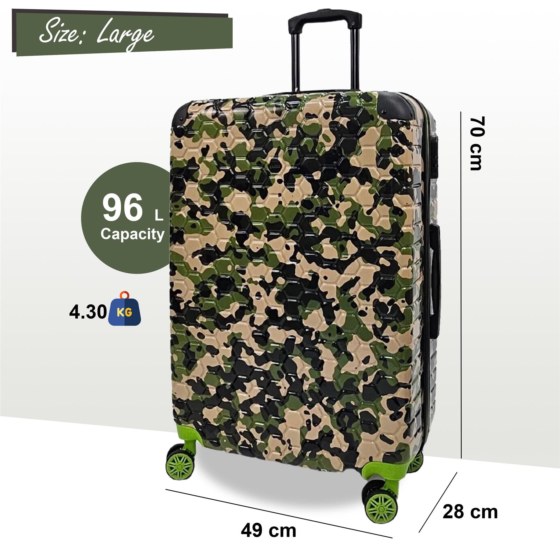 Brantley Large Hard Shell Suitcase in Green