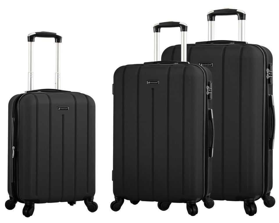 Robust Black Hard shell Suitcase Set 4 Wheel Lightweight Luggage - Upperclass Fashions 