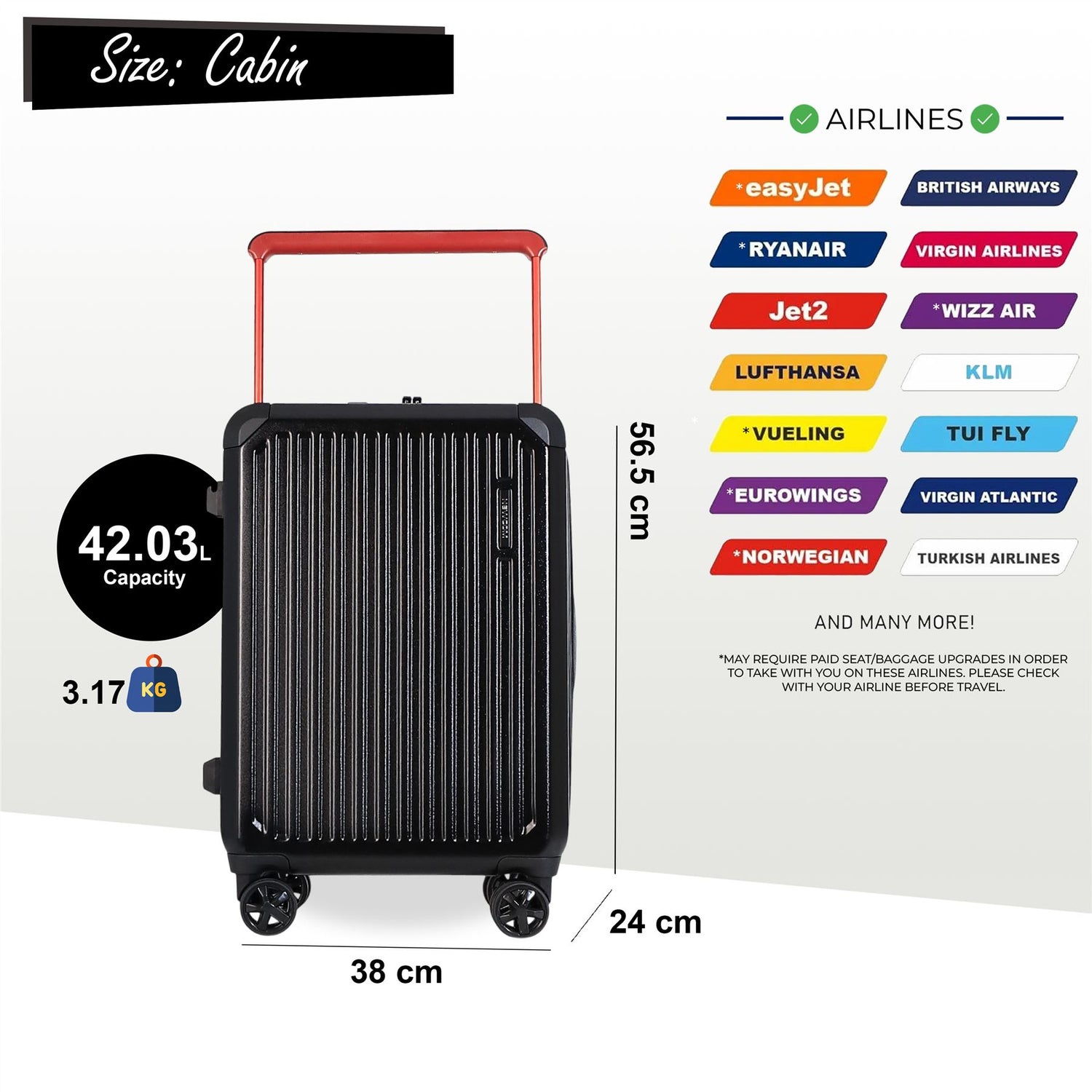 Hard Shell Black Rimowa Inspired TSA Cabin Luggage Suitcase Durable Spinner Carry-On