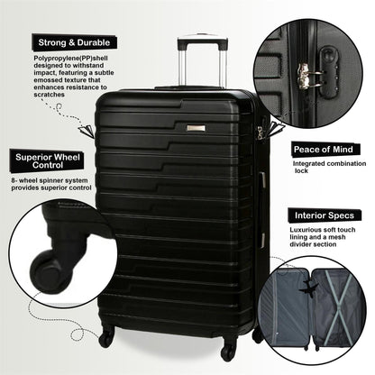 Crossville Set of 3 Hard Shell Suitcase in Black