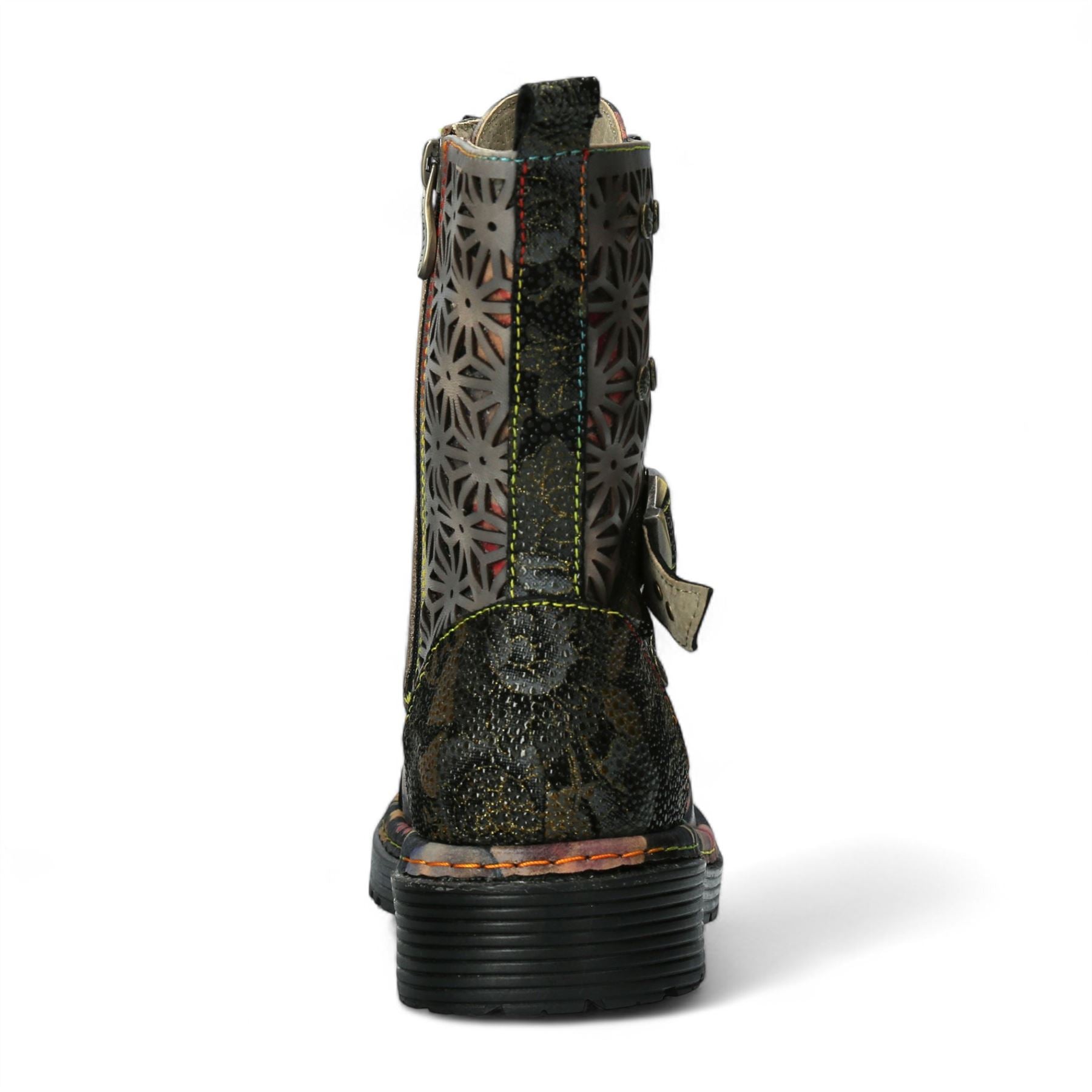 Laura Vita Incaso 36 Black Floral Womens Gothic Victorian Leather Ankle High Boots