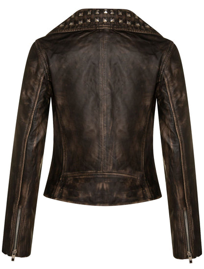 Womens Stud Goth Biker Leather Jacket-St. Albans