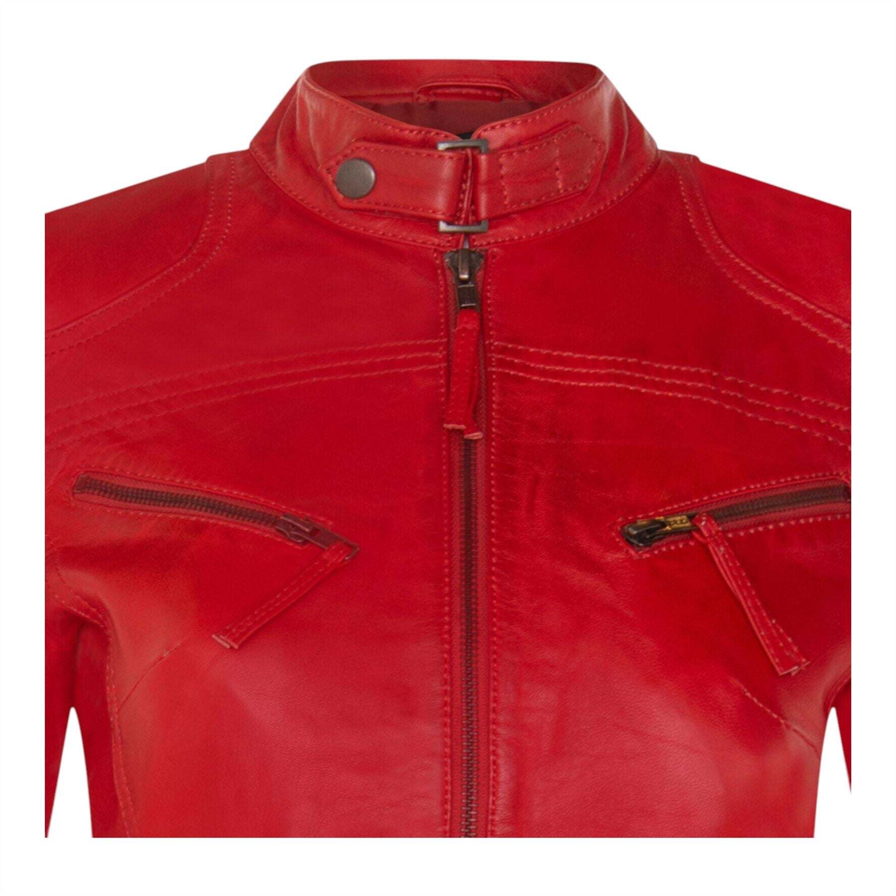 Womens Slim-Fit Leather Biker Jacket-Maldon