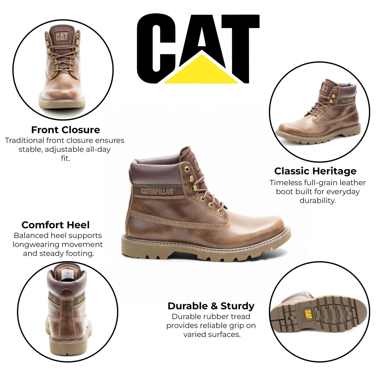 CAT (Caterpillar) Colorado 2.0 Fossil Brown Leather Hiking Ankle Boots