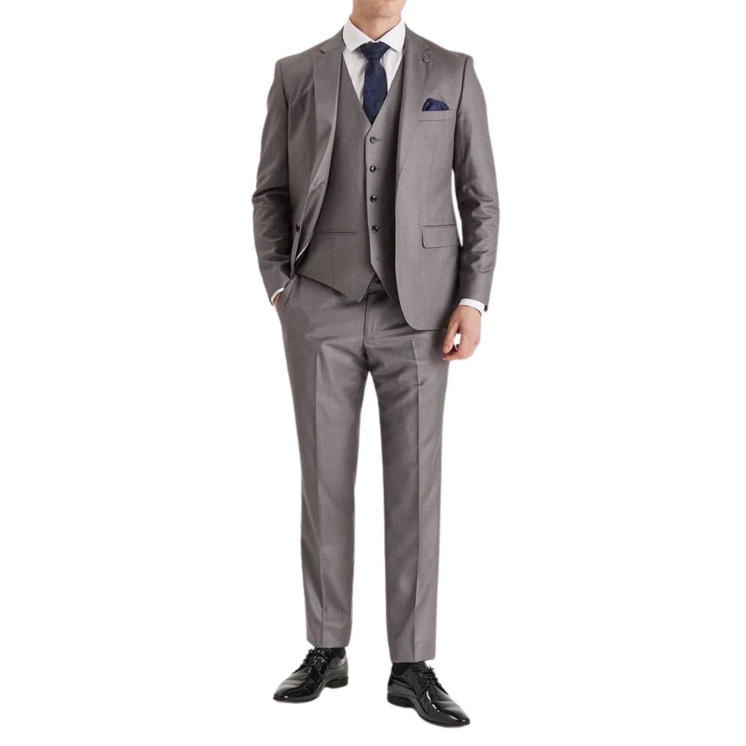 Men’s Grey Tailored 3 Piece Suit Formal Classic Suit