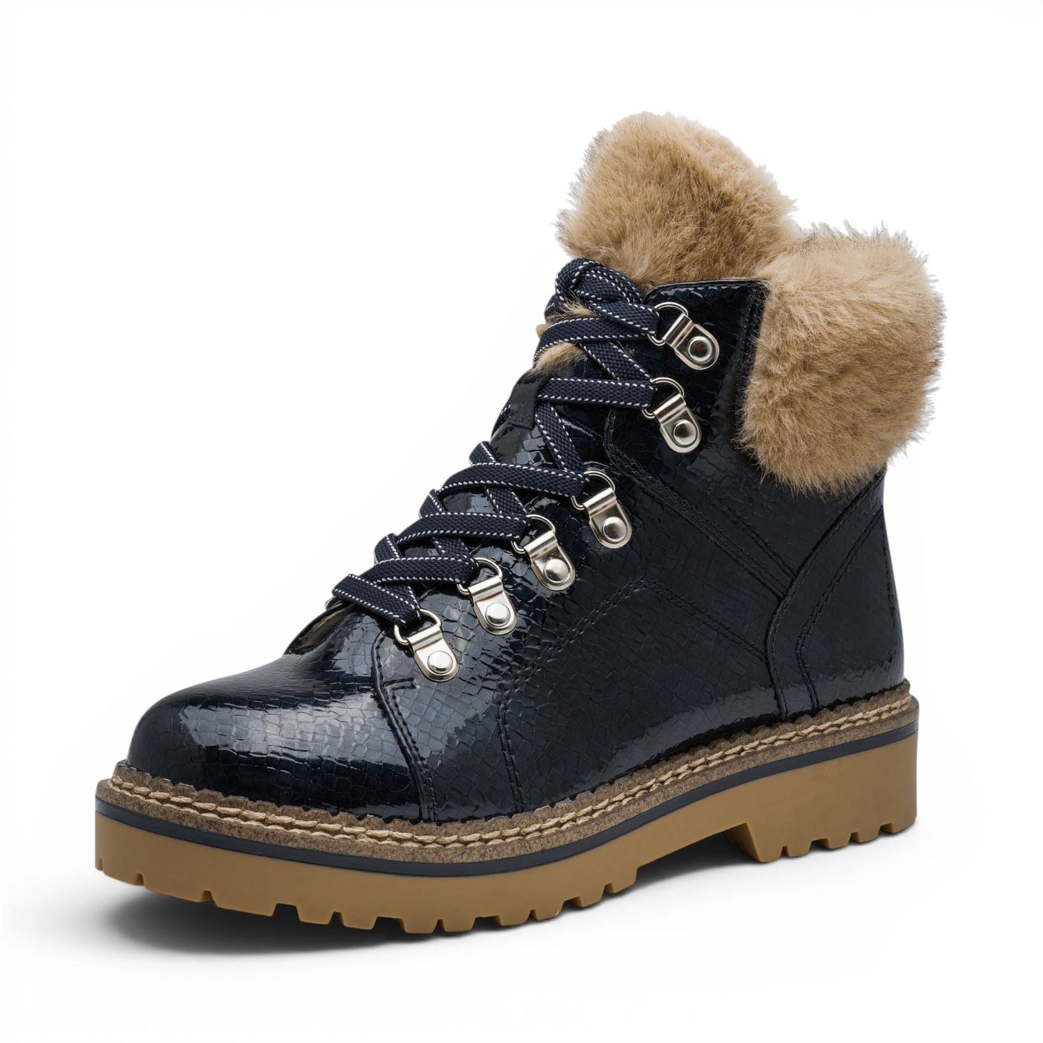 Tamaris Women’s Blue Faux Leather Warm Winter Ankle Boots - 26264-43