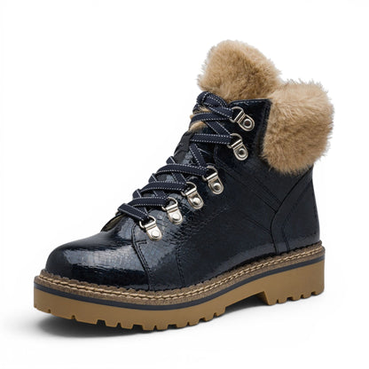 Tamaris Women’s Blue Faux Leather Warm Winter Ankle Boots - 26264-43