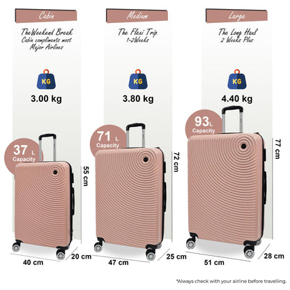 Brookside Set of 3 Hard Shell Suitcase in Rose Gold