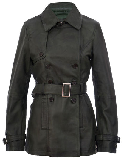 Womens Mid Length Leather Trench Coat -Oakham