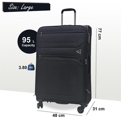 Clayton Large Soft Shell Suitcase in Black