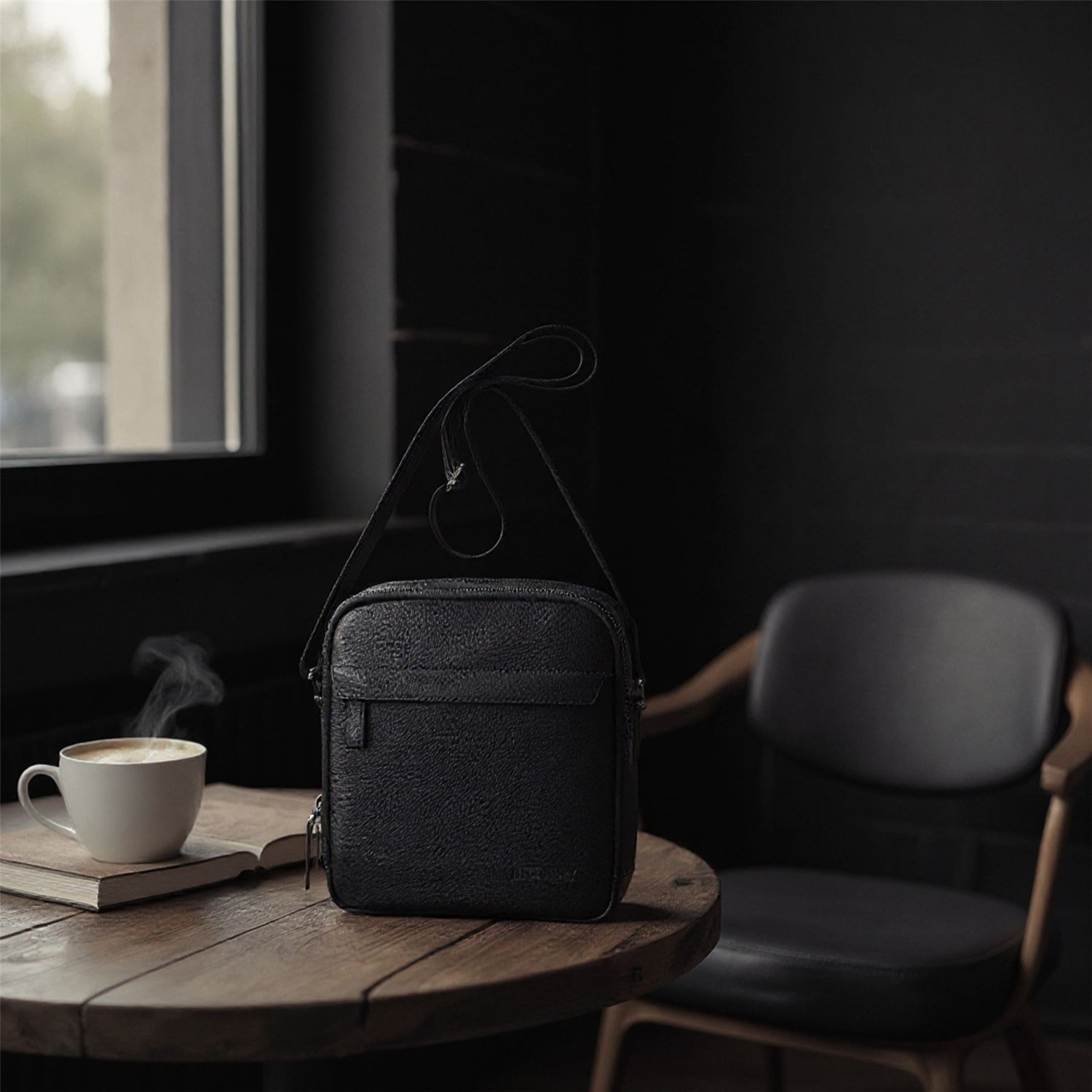 Genuine Leather Black Vintage Messenger Crossbody Travel Bag - Hawthrone