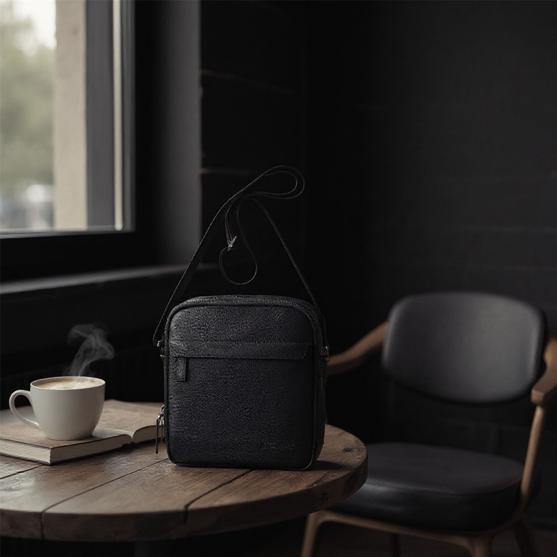 Genuine Leather Black Vintage Messenger Crossbody Travel Bag - Hawthrone