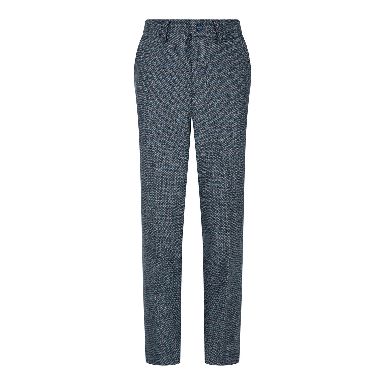 Boys 3 Piece Blue Tweed Check Vintage Retro Suit
