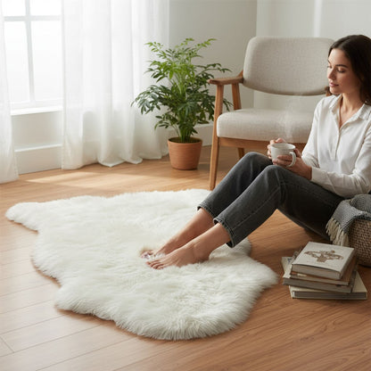 Genuine Sheepskin Natural Silky Soft Fluffy Real Wool Rug