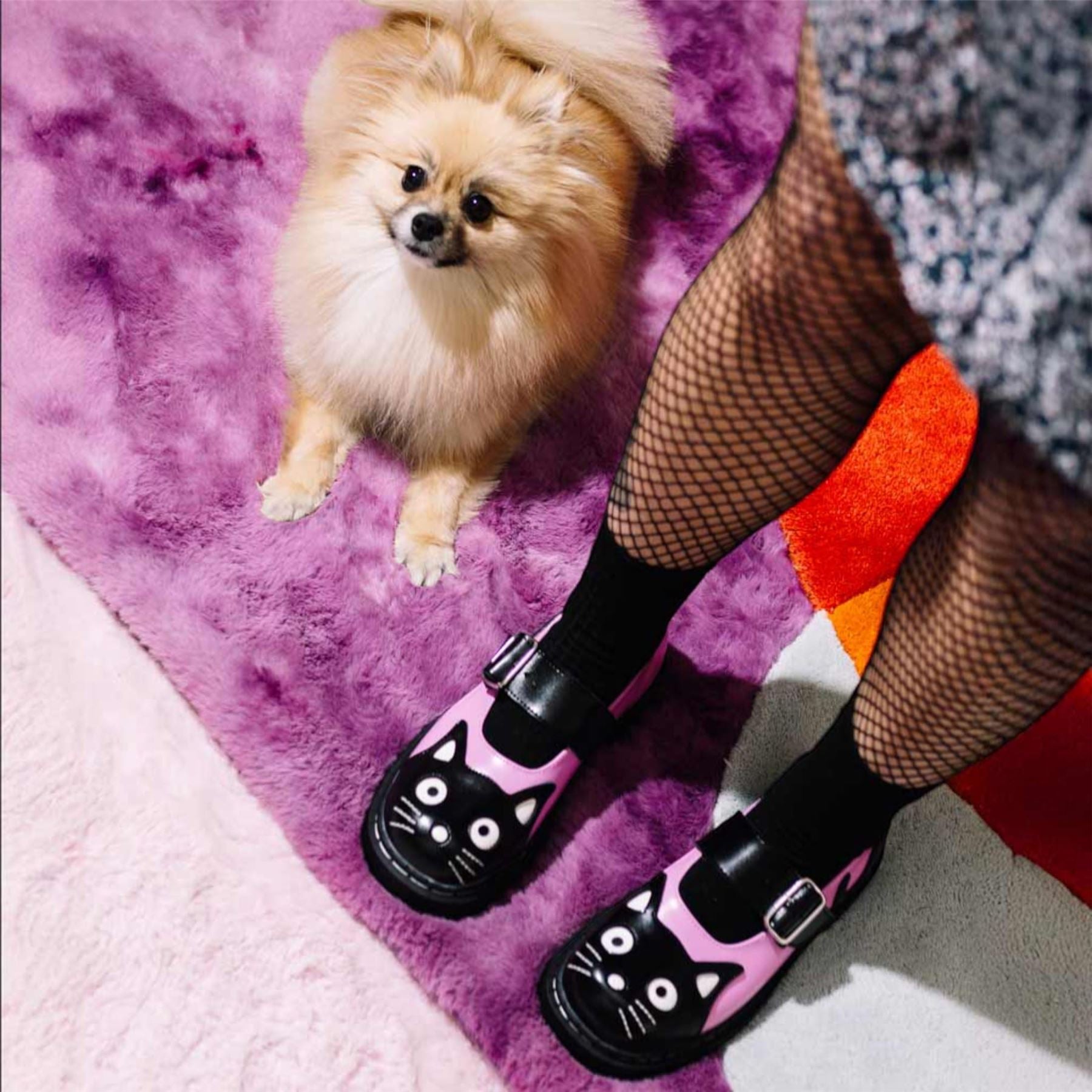 TUK Womens Mary Jane Kitty Pink Black Leather Platform Goth Shoes - T2344