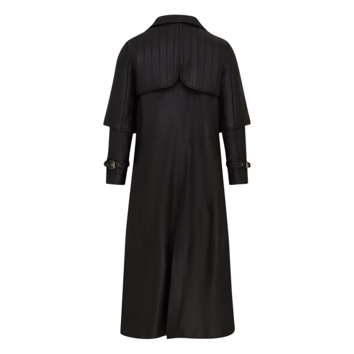 Mens Leather Full Length Buckle Gothic Long Trench Coat - Captain