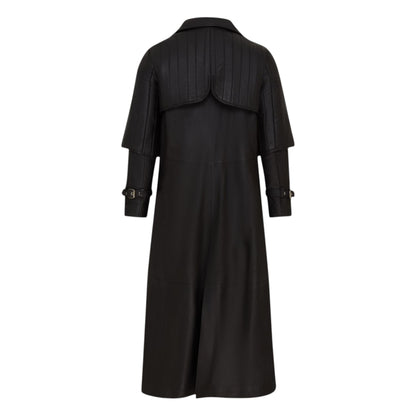 Mens Leather Full Length Buckle Gothic Long Trench Coat - Captain